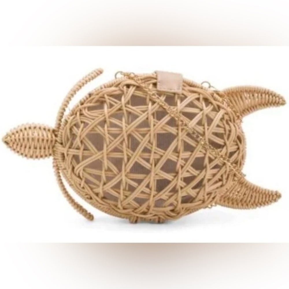 TOMMY BAHAMA TURTLE WOVEN WICKER PURSE CLUTCH CROSSBODY BAG Turtle-Shaped Bag